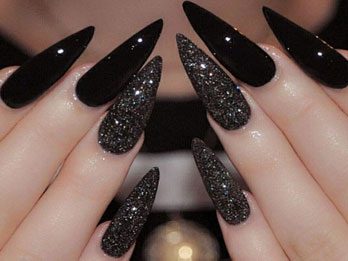 Black Ombre Stiletto Nails