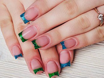 Blue Green Nails