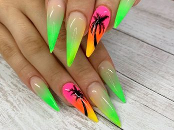 Color Fusion Stiletto Nails Design
