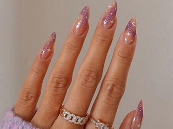 Glitter Almond Nails 