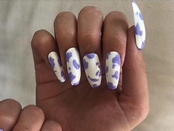 Lilac Pastel Cow Print Nails