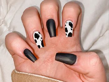 Matte Cow Print Nails