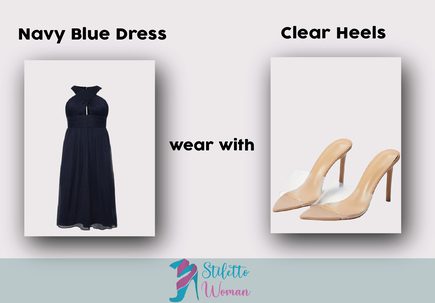 Navy Blue Dress with Clear Heels/Sandals 