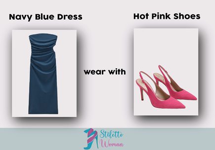 Navy Blue Dress with Hot Pink Shoes