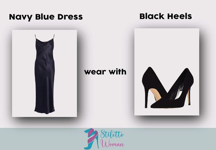 Navy Blue Dress with Black Heels 