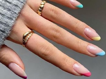 Nude Nails with a Pop of Color