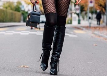 Over-The-Knee Boots With Fishnet Tights