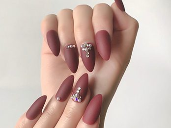 Rhinestone Almond Nails 