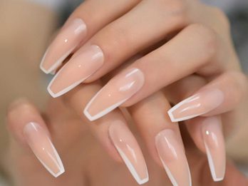 The Classic Duo – French tips with Coffin Nails