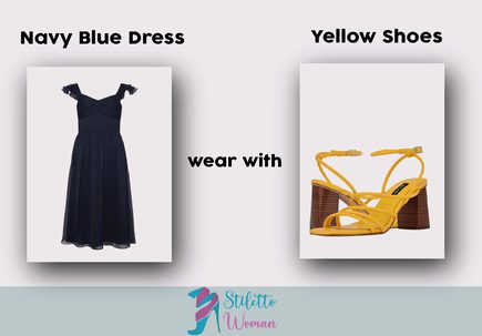 Yellow Shoes with Navy Blue Dress 