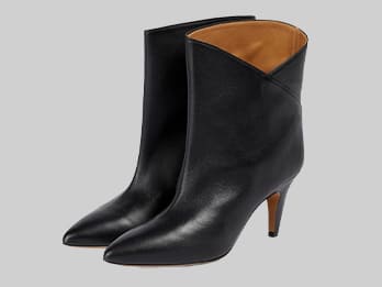 Zara Slouchy Leather Kitten Heeled Boots